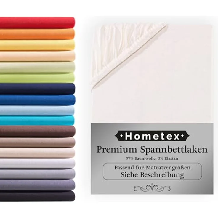 Hometex Premium Textiles Spannbettlaken Premium Boxspringbett Spannbetttuch ideal für Wasserbett und Matratzen, Jersey, Gummizug: Rundumgummizug, Spannbettlaken Premium Qualität 190 g/m², Gekämmte Baumwolle – Bild 2