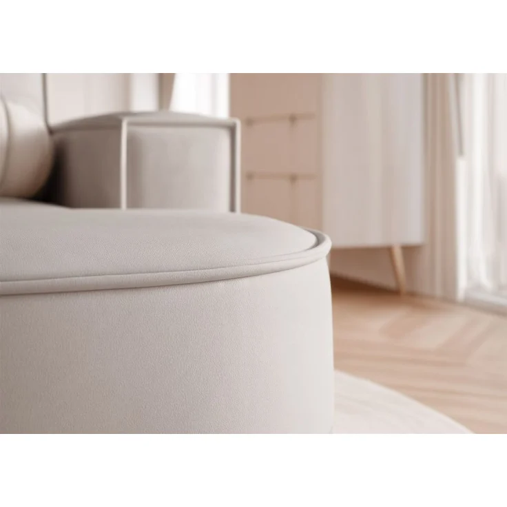 Ecksofa Designersofa Sofa ARLET in Stoff Riviera Hellbeige Ottomane Rechts – Bild 4