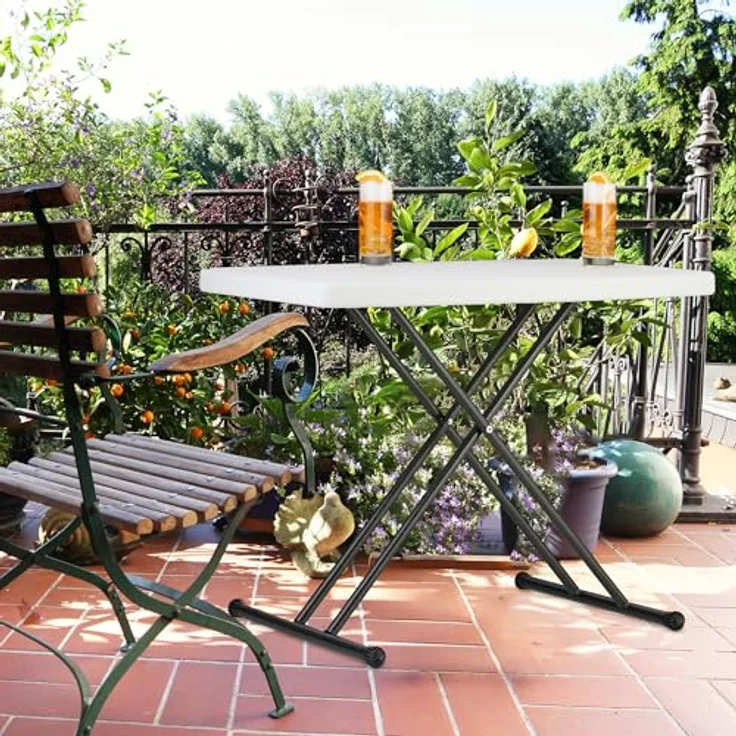 Relaxdays Campingtisch, rechteckig, Weiß, faltbar, 78x71x49 cm, klappbar, höhenverstellbar, für Garten und Camping – Bild 4