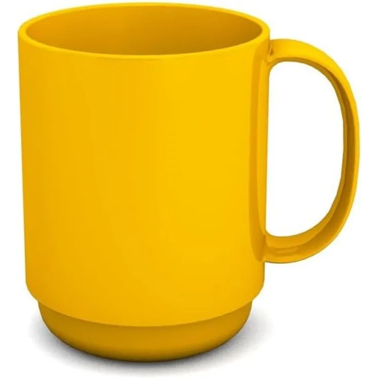 Ornamin Becher mit Henkel 300 ml gelb (Modell 510) - Mehrweg-Becher Kunststoff, Kaffeebecher