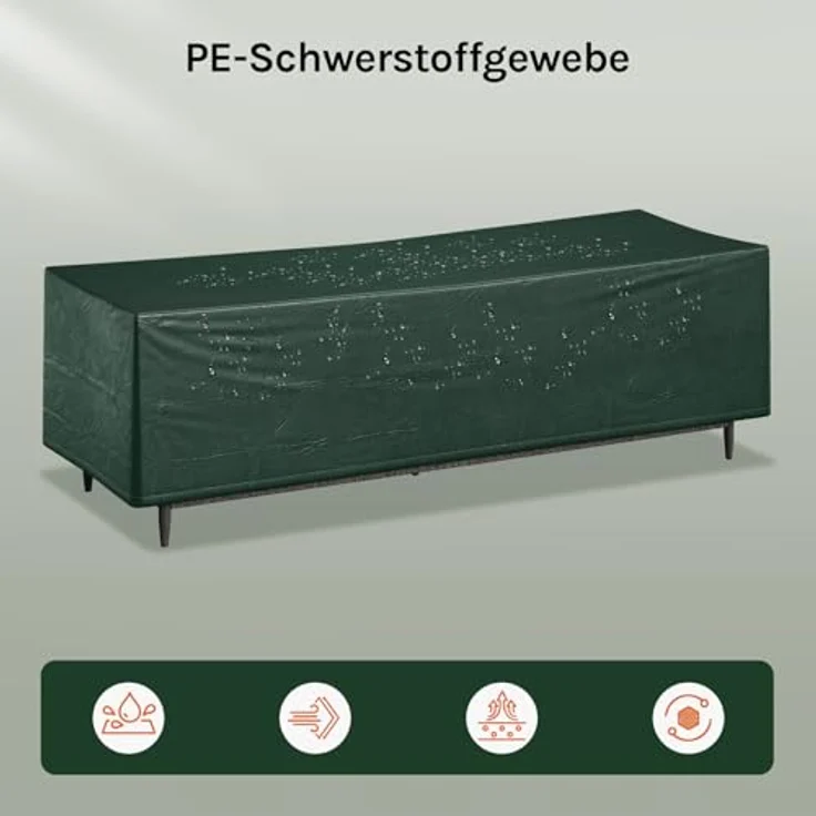 WOLTU Schutzhülle Gartenliege Sonnenliege, 218 x 77 x 55 cm, Abdeckung für Gartenmöbel, Abdeckhaube aus PE, Plane UV-Beständig wasserabweisend Winterfest reißfest, Grün – Bild 5
