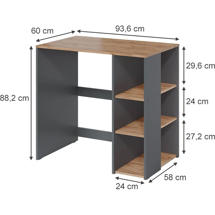 Waschmaschinenschrank Viktor Anthrazit/Goldkraft Eiche 93.6 x 88.2 cm mit Regal Vicco – Bild 2