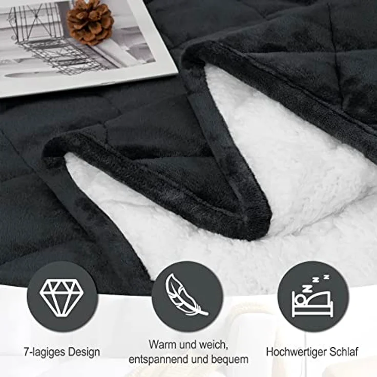 Woltu Gewichtsdecke, Bezug: Flanell Sherpa, Therapiedecke, Schwere Decke aus Flanell Sherpa – Bild 6