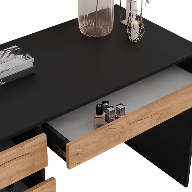 Schminktisch Sherry Anthrazit/Goldkraft Eiche 120 x 75 cm ohne Spiegel Vicco – Bild 6