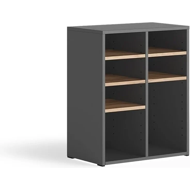 Schuhschrank Lysander Anthrazit/Goldkraft Eiche 53 x 65.5 cm mit 7 offenen Fächern Vicco – Bild 1