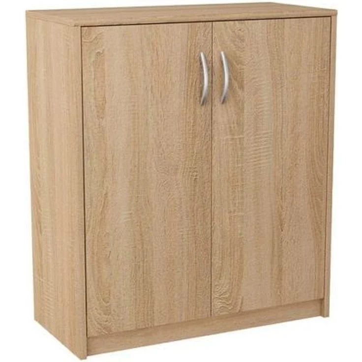 Home Collective Kommode 74cm breit in matter Ausführung, großzügiger Stauraum (Kommode mit 2 Türen und 1 Regal, hergestellt aus laminiertem Holzwerkstoff), Schrankaufbewahrung mit hochwertigen Polymergriffen - Sonoma – Bild 4
