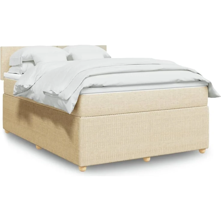 vidaXL Boxspringbett mit Matratze Creme 140x200 cm Stoff 3289777 – Bild 1