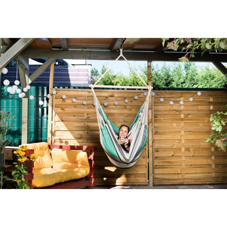 MacaMex Relaxa Mint Hängesessel Baumwolle natur, türkis, grau – Bild 2
