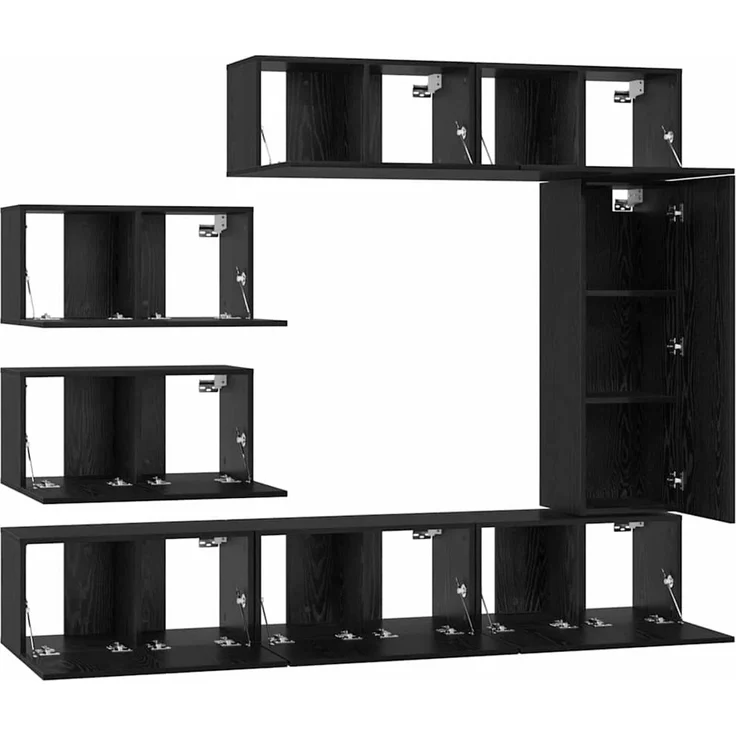 vidaXL TV-Schrankset 8 stk. 30,5 x 30 x 90 cm Schwarz Eichen-Optik 3393133 – Bild 7