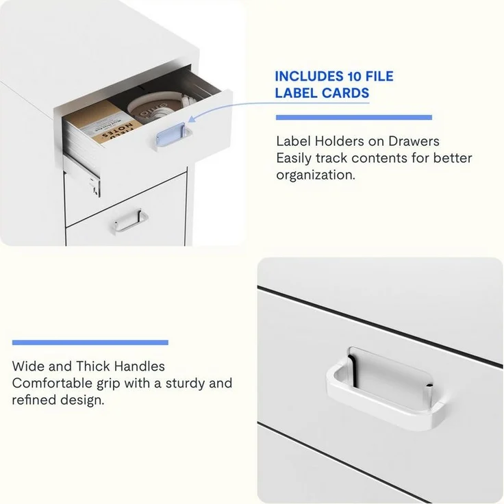 FLEXISPOT Container Rollcontainer für Ihr Büro&Home-Office, 28 x 48 x 41 cm (mobiler Aktenschrank mit 3 Schubladen, mit Rollen, Büroschrank) – Bild 3