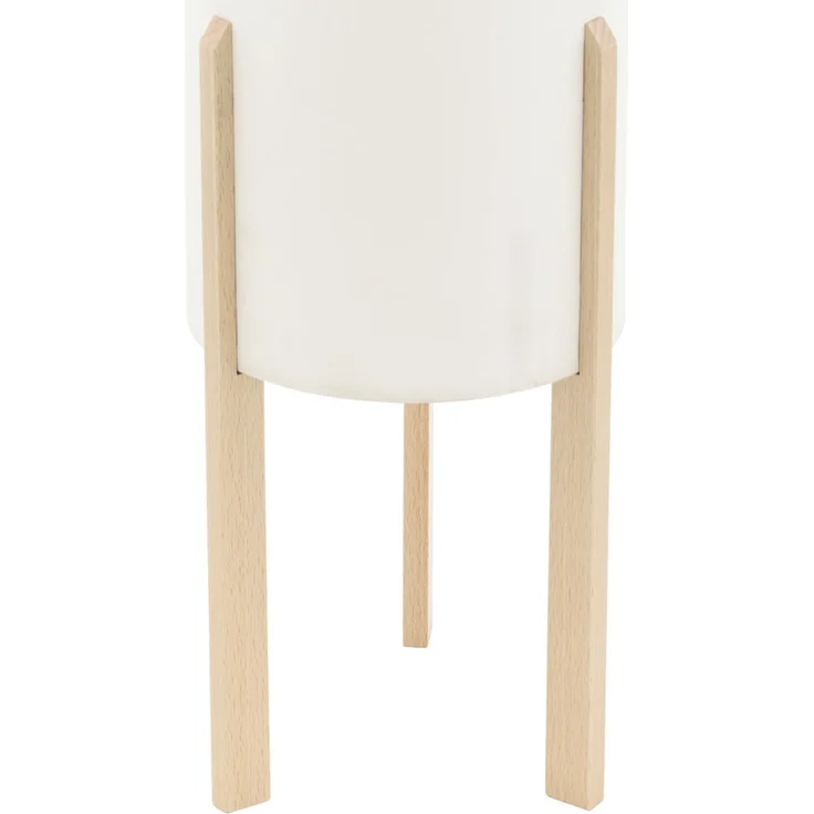 Tischleuchte, Textil, Holz, beige, H 50 cm – Bild 6