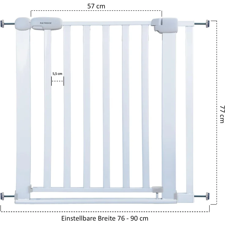 Absperrgitter Treppenschutzgitter weiß für 82-92cm Durchgang 77cm Hoch – Bild 3