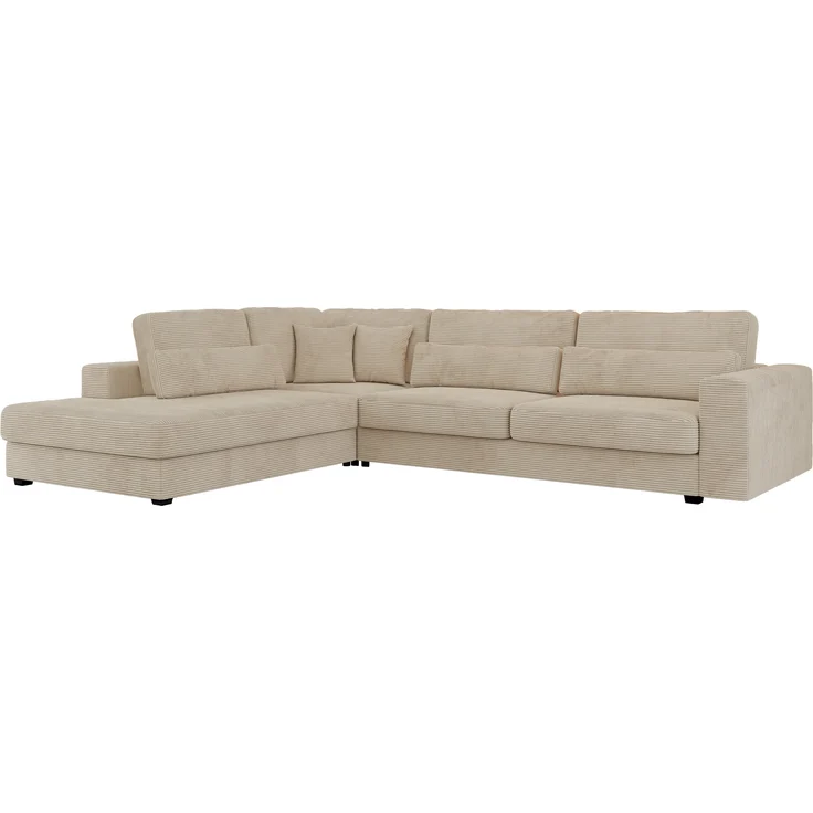 Freistehendes Ecksofa mit lose Kissen, L-form - SAVONA - links - Beige Cord – Bild 4