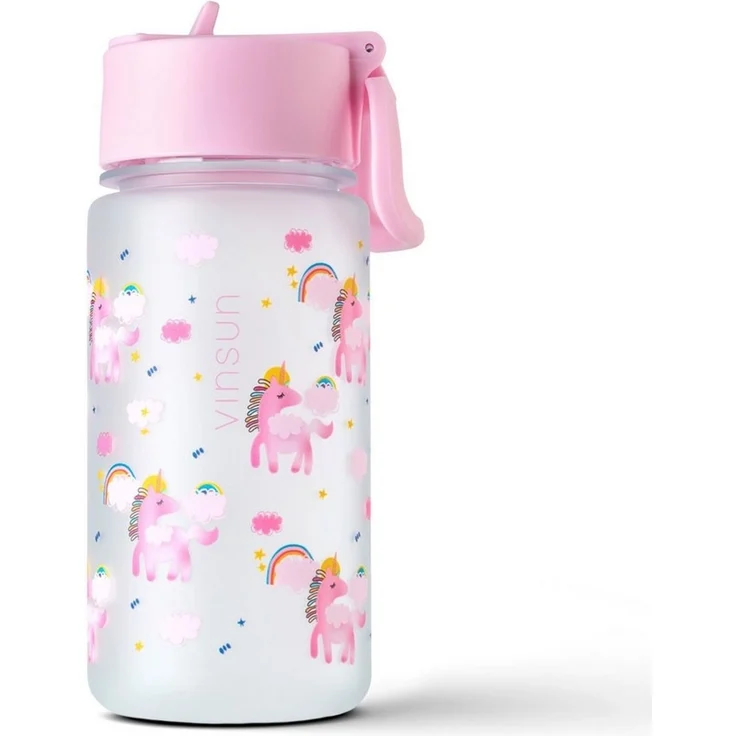 Vinsun Trinkflasche Tritan Flasche 500ml Kinder Wasserflasche mit Strohhalm auslaufsicher, BPA frei, bruchsicher, geruchs- & geschmacksneutral, geringes Gewicht – Bild 1