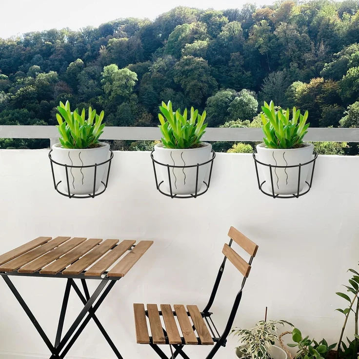 Balkon Blumen Topf Halter, 5 StüCk, Eisen, Platzsparend, Schwarz – Bild 7