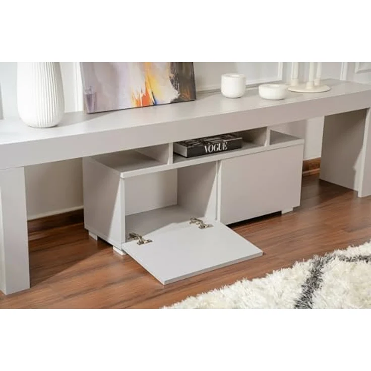 Dmora TV-Schrank Govone 180x31,3x50h cm Grau 2 Böden, 2 Türen – Bild 4