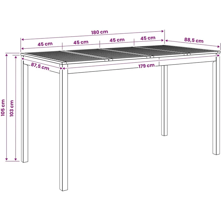 vidaXL Gartenbar-Tisch LAREN Natur 180 x 88,5 x 105 cm 901262 – Bild 8