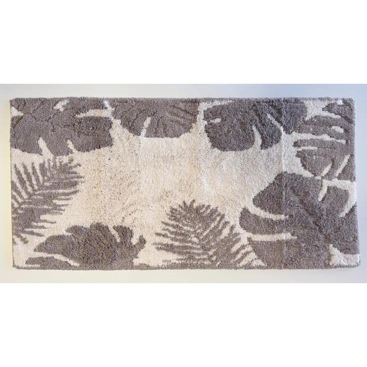 ADOB Badematte Premium Badezimmerteppich, kuschelweich, 140x70 cm, Farbe off-white, warm, rutschhemmend beschichtet, fussbodenheizung geeignet, strapazierfähig, schnell trocknend, Baumwolle, rutschfest