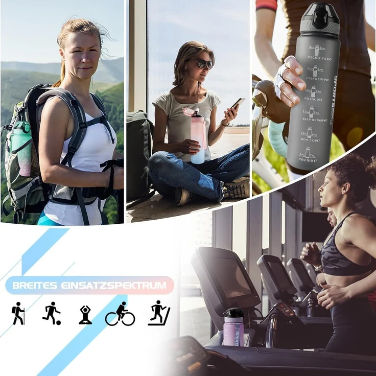 AOHAN Trinkflasche 1L BPA-frei Sport Wasserflasche mit Stroh und – Bild 7