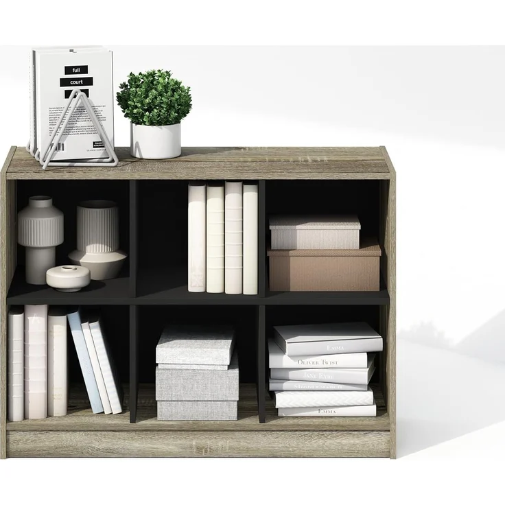 Furinno Basic Bücherregal, 3x2 Bücherregal, Würfel-Organizer-Schrank mit Regalaufbewahrung, 30 x 80 x 60, für Wohnzimmer, Schlafzimmer, Home Office, Französische Eiche – Bild 5