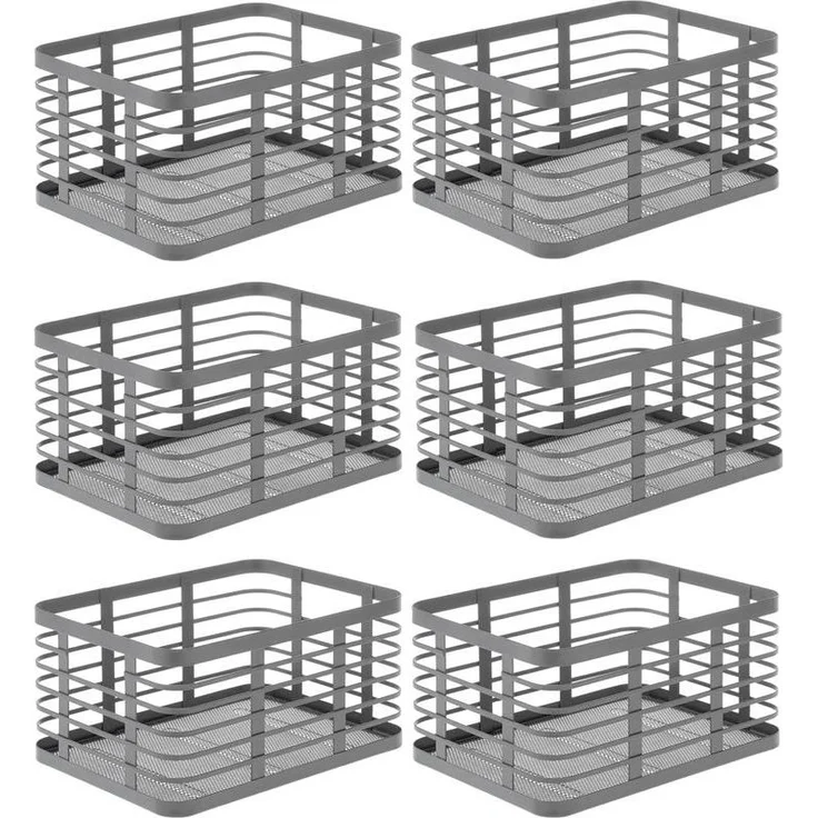 mDesign Allzweckkorb Aufbewahrung Drahtkorb Organizer 6er-Set Metall Grau – Bild 1