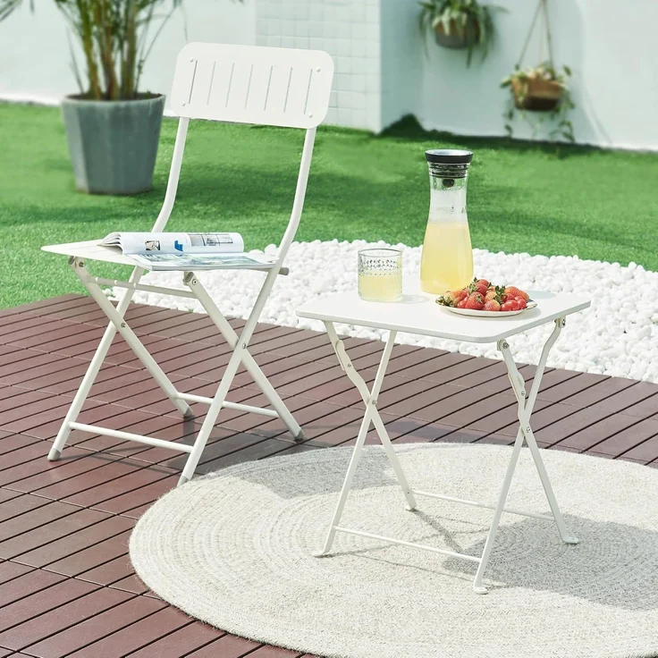 Klapptisch Vegårshei Stahl 45x40x40 cm Weiß [en. casa] – Bild 3