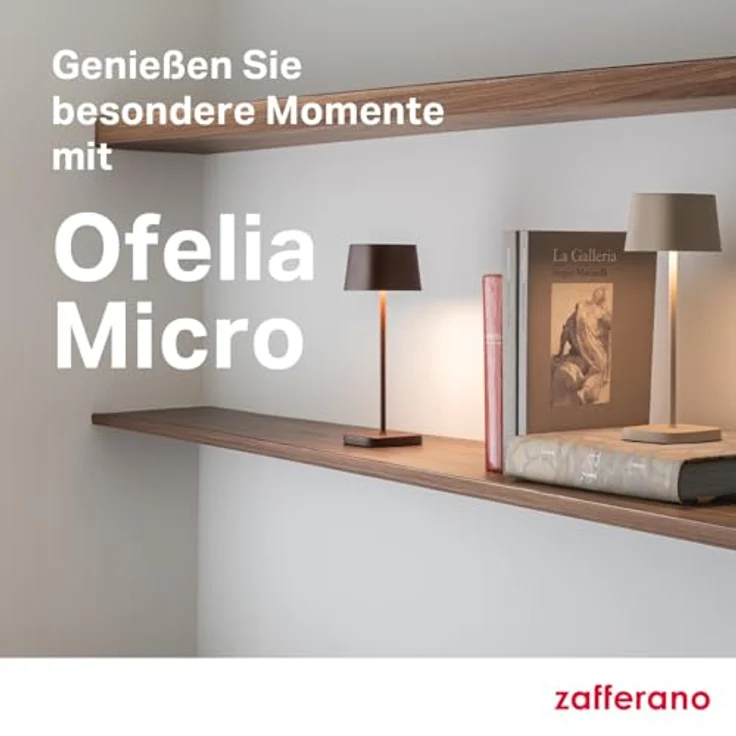 Zafferano, Ofelia Micro Lampe, Kabellose, Wiederaufladbare Tischlampe mit Touch Control, Auch für den Außenbereich Geeignet, Dimmer, 2200-3000 K, Höhe 20 cm, Farbe Corten – Bild 9
