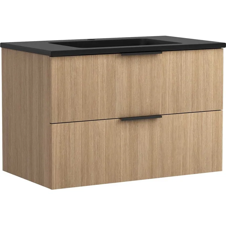 Waschtisch-Set vito Menzo / Sheffield, Holzwerkstoff, Schwarz, Holzfarben, 80 x 54 x 47 cm