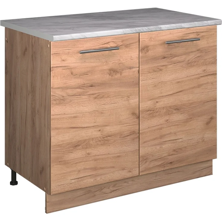 Spülenunterschrank Fame-Line Goldkraft Eiche/Goldkraft Eiche 100 cm, AP Marmor Vicco – Bild 1