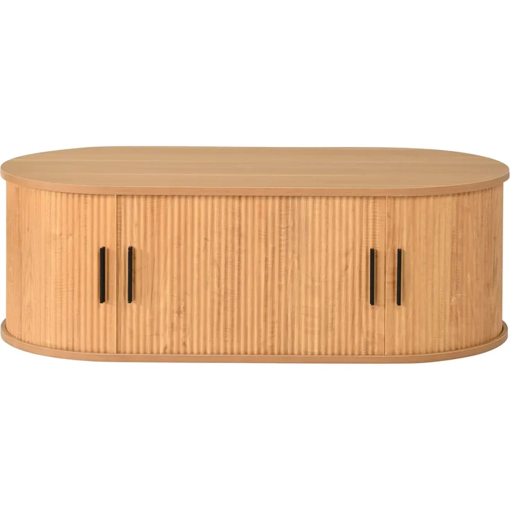 Couchtisch 100 x 50 x 33 cm, mit ovaler Tischplatte, mit verdeckt liegendem Stauraum, aus MDF und Spanplatte, Naturfarben – Bild 20