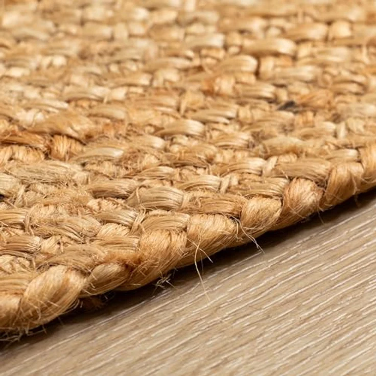 Steffensmeier Juteteppich Goa Design, Rund, 120x120 cm, aus Naturmaterialien, für Fußbodenheizung geeignet, Floral – Bild 3