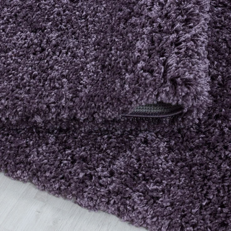 Carpetsale24 Shaggy Hochflor Teppich Wohnzimmer 160 cm Rund Violett - Modern Flauschiger Teppich Extra Weich, Pflegeleicht und Einfarbig - Ideal als Teppich für Schlafzimmer, Esszimmer und Küche – Bild 3