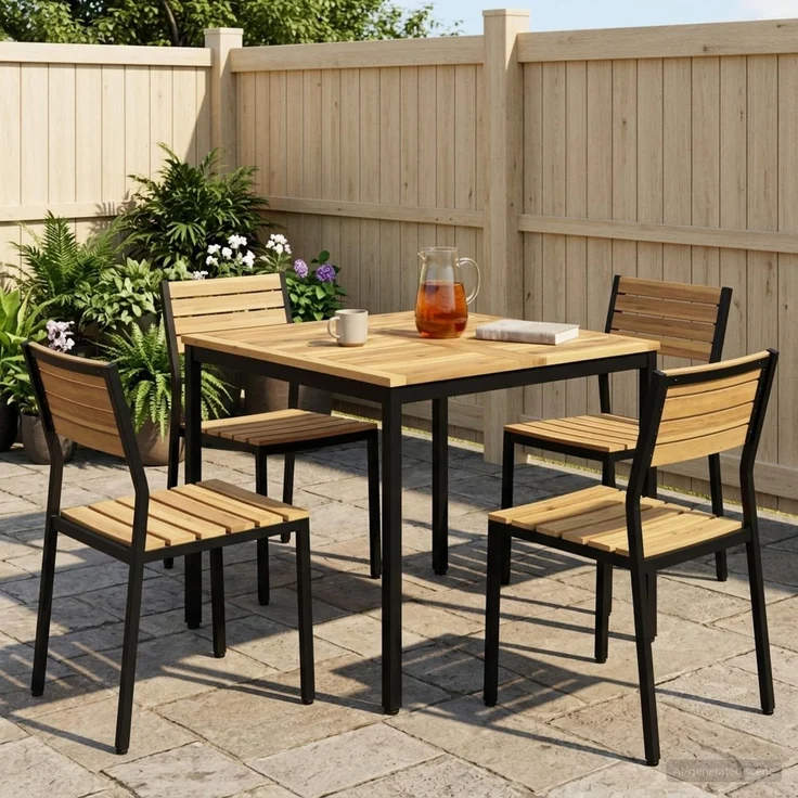 vidaXL Gartentisch NAARDEN Weiß gewaschen und Schwarz 901758 – Bild 1