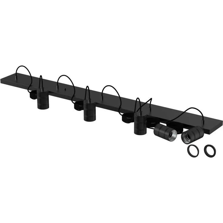 Calex Retro Pendelleuchte, eckig, 5-flg., dimmbar, schwarz