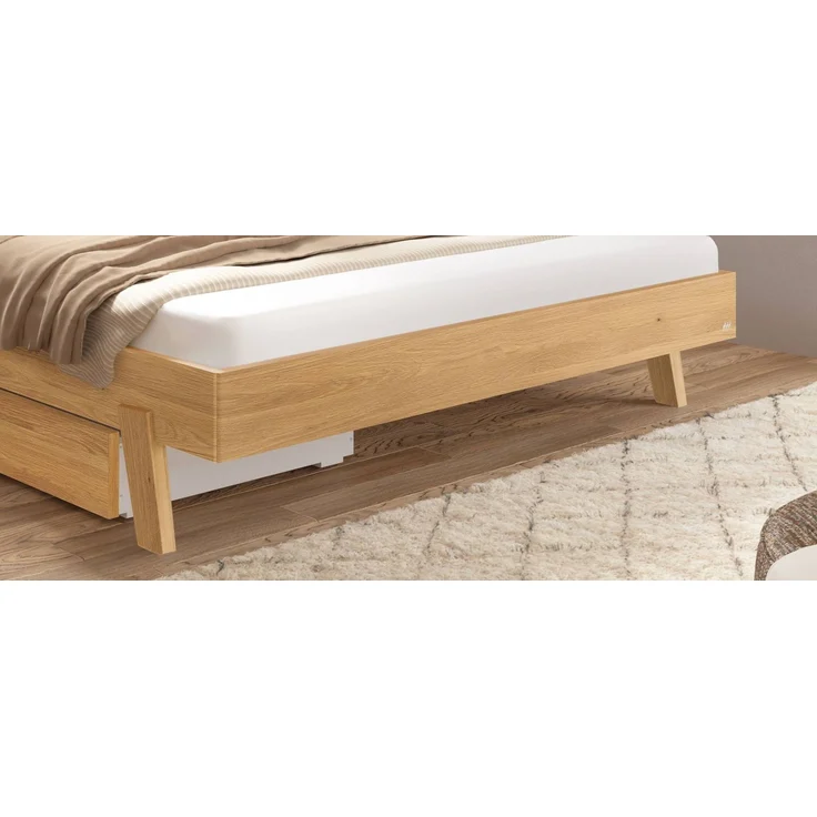Hasena Massivholzbett Molino Eiche bright ohne Kopfteil 140x210 cm, Fußhöhe 20 cm – Trento – Bild 3