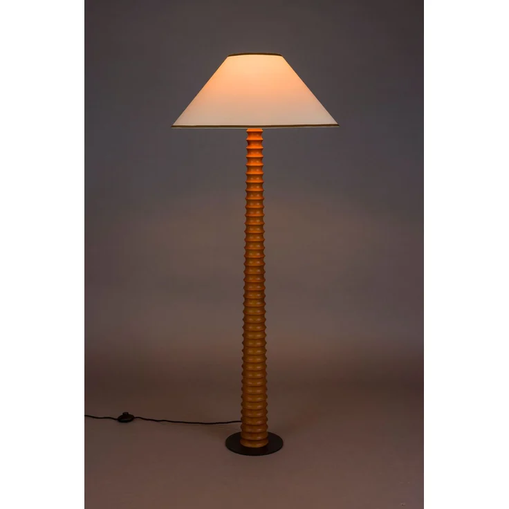 DutchBone Stehlampe Horace mit massivem Eichenholzfuß und beigem Baumwollschirm Braun 60x60x145 cm – Bild 4