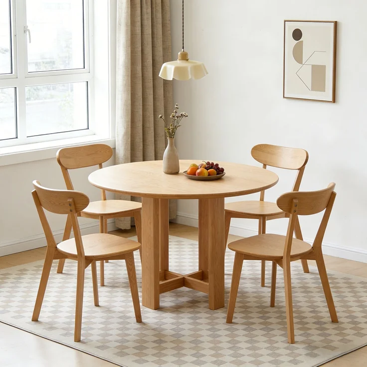 Esszimmerstühle aus 100 % Massivholz, 2er-Set, Mid-Century-Modern-Stil mit geschwungener Rückenlehne, Küchenstühle mit verstellbaren Fußstützen für Esszimmer, Küche, Wohnzimmer, Holzfarbe--Holz--86x68x15cm--YOUDENOVA – Bild 8