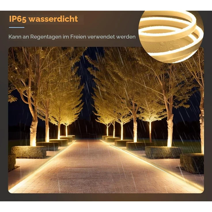 Athlix LED-Streifen Neon COB Streifen Weiß LED Strip, Wasserdicht Innen Außen, IP65 Wasserdicht, 120 LEDs pro Meter, zuschneidbar – Bild 3
