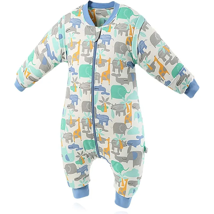 SONARIN Babyschlafsack mit Beinen Schlafsack mit Füße,abnehmbaren Ärmeln,dünn,2,5 Tog,Bio-Baumwolle