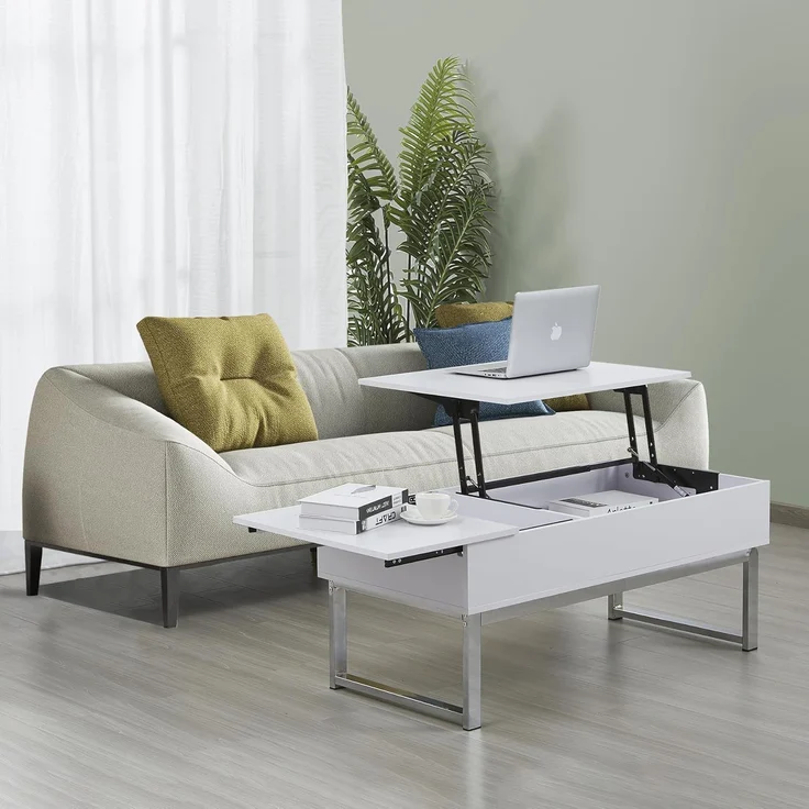 WEBER INDUSTRIES Couchtisch Flower klappbare Platte, weiß, Füße aus verchromtem Metall – Bild 1