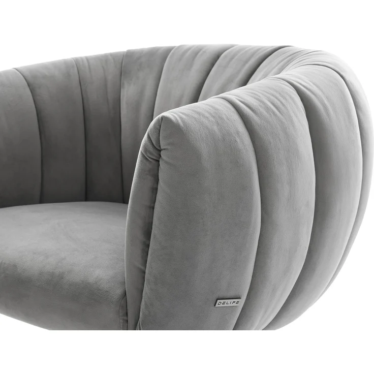 Drehstuhl Jada-Flex Samt Grau Fußkreuz Schwarz 360° drehbar Wippfunktion Taschenfederkern – Bild 4