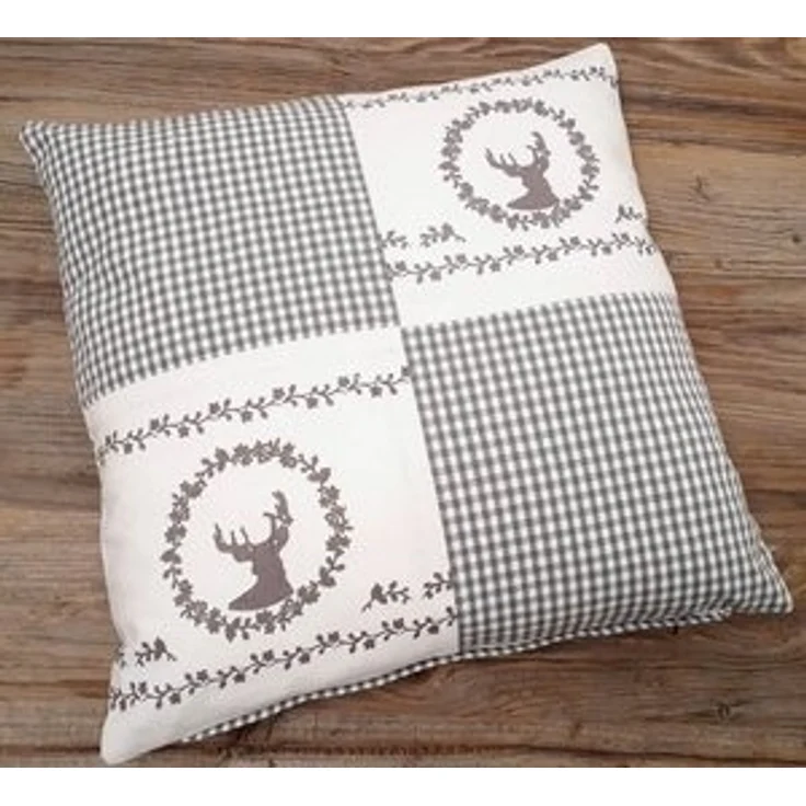 matches21 HOME & HOBBY Kissenbezüge Kissen-Bezug 40x40 cm Hirsch Landhaus-Stil grau weiß Baumwolle, (1 Stück), Wohnzimmer Kissen-Hülle als Deko-Kissen Zier-Kissen Sofa-Kissen – Bild 6