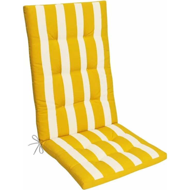 Herlag Hochlehnerauflage Mia, (1 St), 123x50x5cm Easy-Drop Bänder Gelb Gestreift 1 Polster