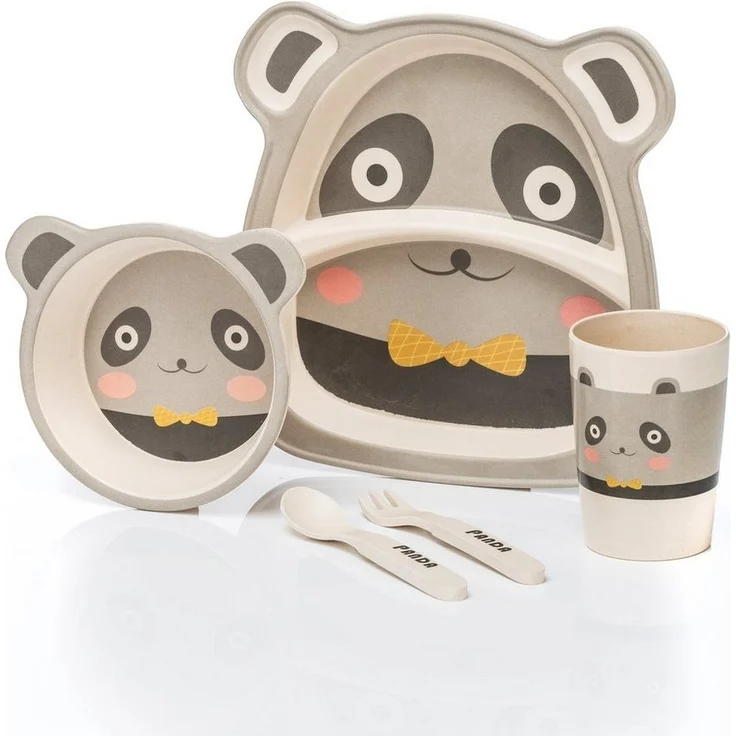 all Kids United Kindergeschirr-Set ALL KIDS UNITED 5-tlg. Kindergeschirr-Set mit Tier-Motiv (5-tlg), BPA-freier Kunststoff, Teller, Schüssel, Besteck, Becher – Bild 1