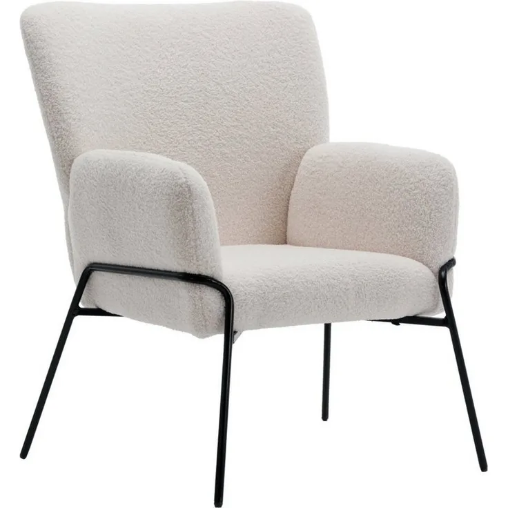 SVITA Loungesessel FREIA, Loungestuhl, Metallbeine, Teddyboucle, Weiß