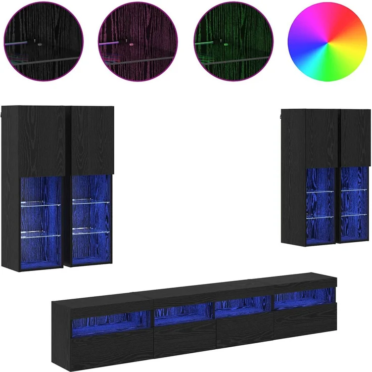 vidaXL TV-Wandschrank-Set mit LED-Lichtern 7 stk. 100 x 30 x 40 cm 3402796 – Bild 4