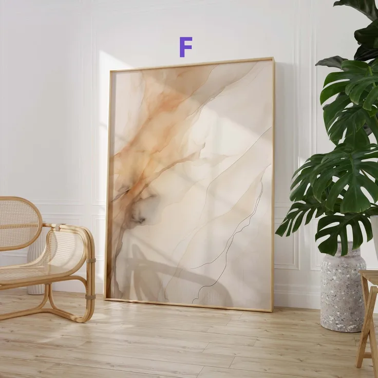 Abstrakte Beige Poster · Geschenkidee · Organische Formen und Moderne Texturkunst in Sanften Naturtönen · Dekoprint ohne Rahmen - F / 21x30 cm