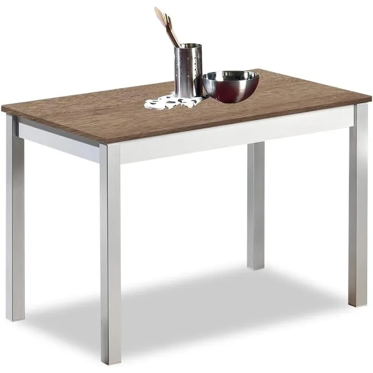 ASTIMESA Mesa fija Küchentisch, Metall Glas Holz, Eiche Tenesse, 90x50 cm