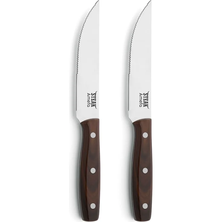 Amefa PORTERHOUSE Steakmesser Set 2-teilig holz hochglanzpoliert