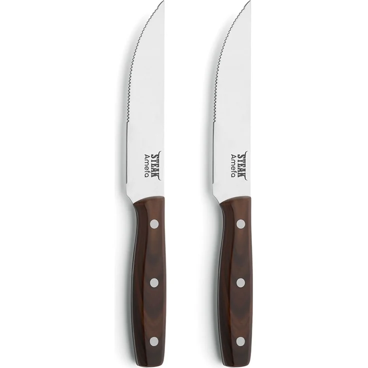 Amefa PORTERHOUSE Steakmesser Set 2-teilig holz hochglanzpoliert